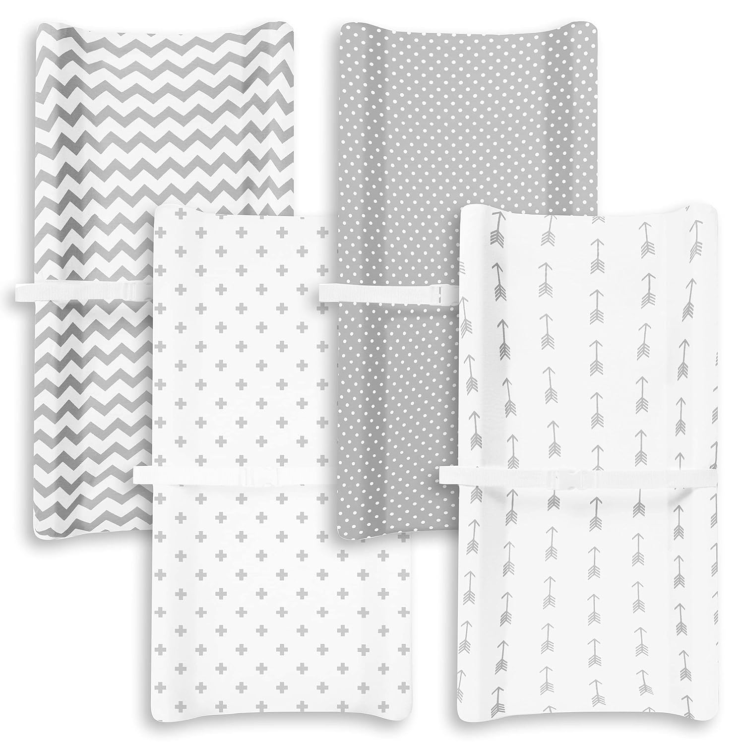 Changing Pad Cover – Premium Baby Changing Pad Covers 4 Pack – Boy or Girl Changing Pad Cover – Pure Jersey Machine Washable Grey and White Changing Table Cover – Diaper Changing Pad Cover Sheets - Image 6